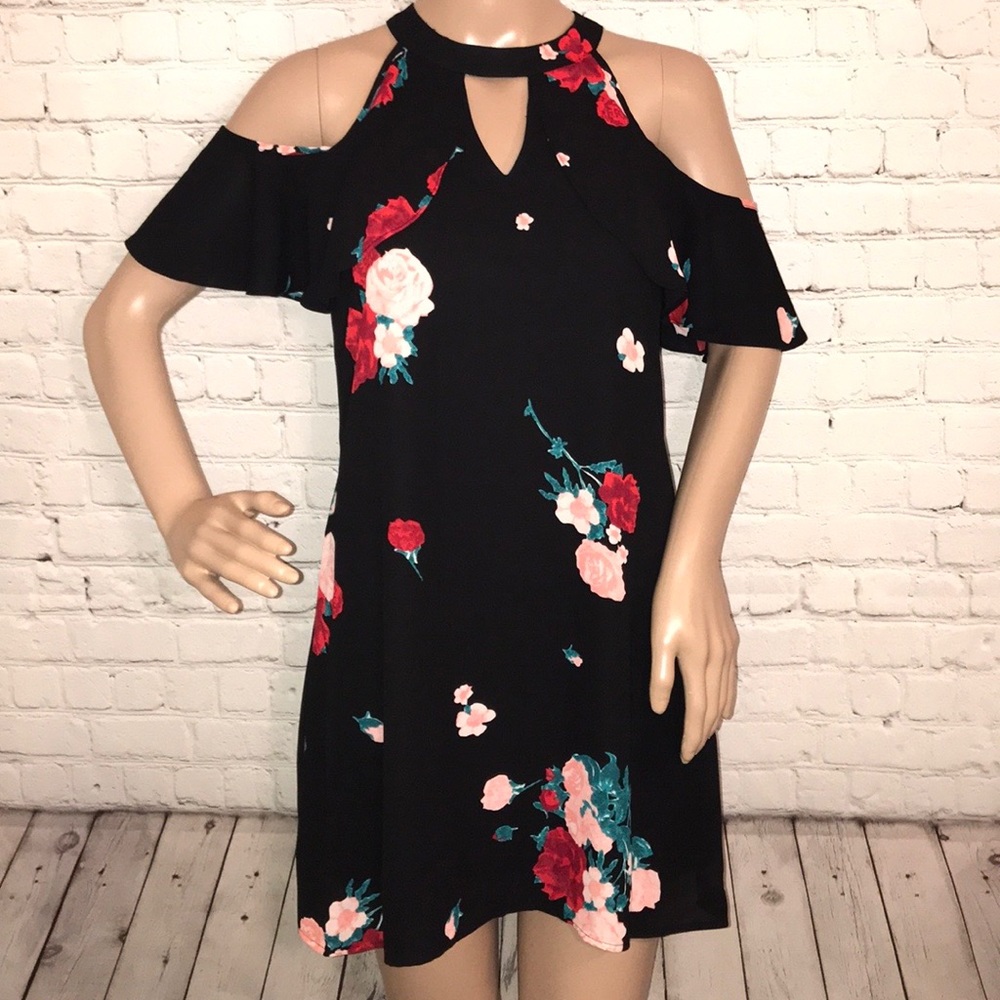 Candies cold shoulder dress roses NWT JXS - Picture 1 of 8